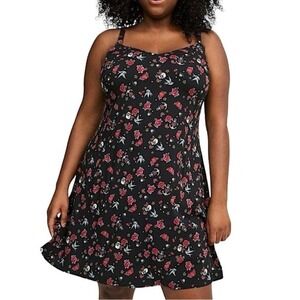 TORRID Skulls, Flowers, Hearts "Pixxy Tattoo Icons" Mini Slip Dress NWT  Size 4X